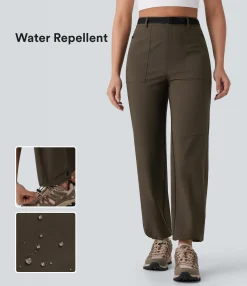 High-Waisted Pants|Straight-Leg Pants<HALARA Water Repellent High Waisted Belted Side Zip Pocket Straight Leg Hiking Pants