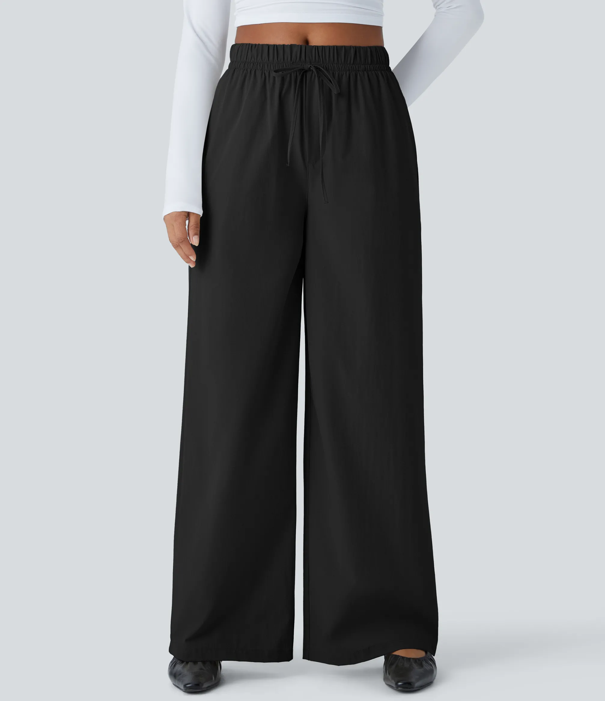 Pants|High-Waisted Pants<HALARA Water Repellent High Waisted Drawstring Pocket Wide Leg Work Pants
