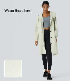 Jackets & Outerwear<HALARA Water Repellent Hooded Drawstring Long Sleeve Pocket Longline Hiking Jacket