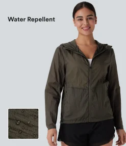 Jackets & Outerwear<HALARA Water Repellent Hooded Long Sleeve Zipper Pocket Hiking Jacket