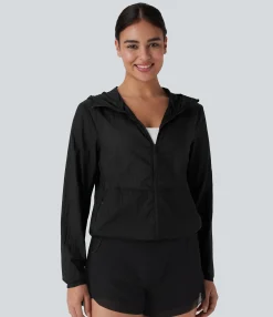 Jackets & Outerwear<HALARA Water Repellent Hooded Long Sleeve Zipper Pocket Hiking Jacket