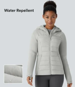 Jackets & Outerwear<HALARA Water Repellent Hooded Thumb Hole Pocket Zipper Running Padded Down Jacket