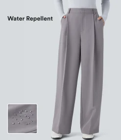 Pants|High-Waisted Pants<HALARA Water Repellent Mid High Waisted Zipper Pocket Straight Leg Work Pants