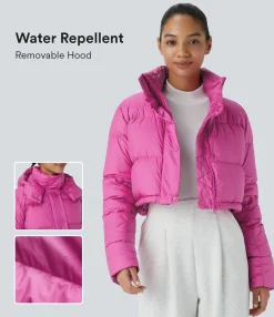 Jackets & Outerwear<HALARA Water Repellent Removable Hood Long Sleeve Invisible Pocket Casual Puffer Down Jacket