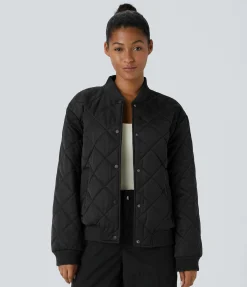 Jackets & Outerwear<HALARA Water Repellent Snap Pocket Relaxed Casual Baseball Padded Jacket