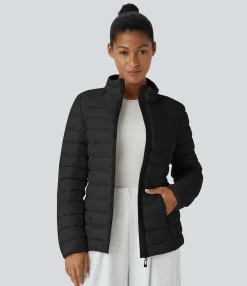 Jackets & Outerwear<HALARA Water Repellent Stand Collar Long Sleeve Pockets Zipper Slim Casual Puffer Padded Jacket