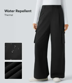 Cargo Pants|High-Waisted Pants<HALARA Water Repellent Wear-Resistant High Waisted Zipper Pockets Thermal Wide Leg Work Cargo Pants