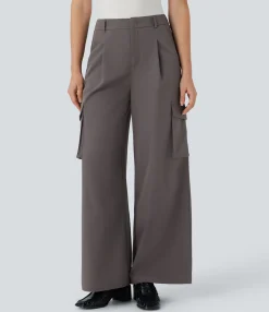 Cargo Pants|High-Waisted Pants<HALARA Water Repellent Wear-Resistant High Waisted Zipper Pockets Thermal Wide Leg Work Cargo Pants