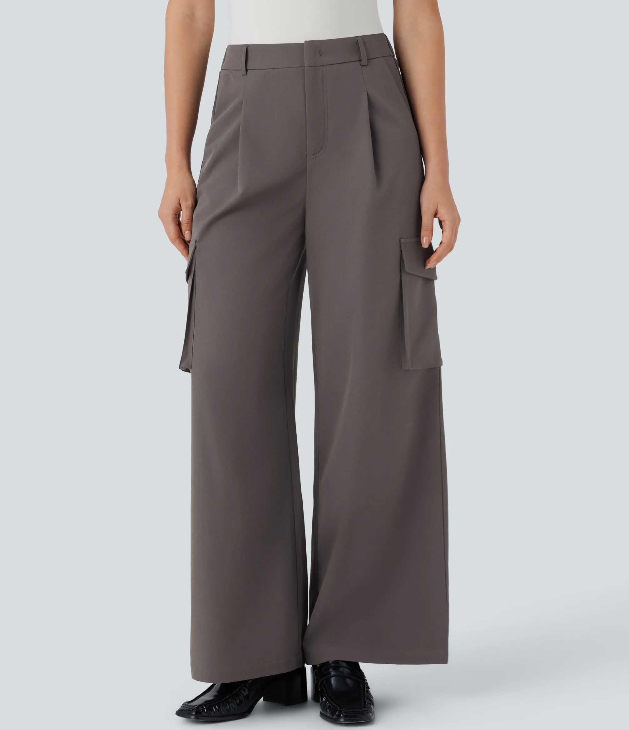 Cargo Pants|High-Waisted Pants<HALARA Water Repellent Wear-Resistant High Waisted Zipper Pockets Thermal Wide Leg Work Cargo Pants