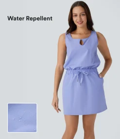Dresses|Mini Dresses<HALARA Water Repellent Wear-Resistant Sleeveless Cut Out Drawstring Pockets Mini Hiking Active Dress