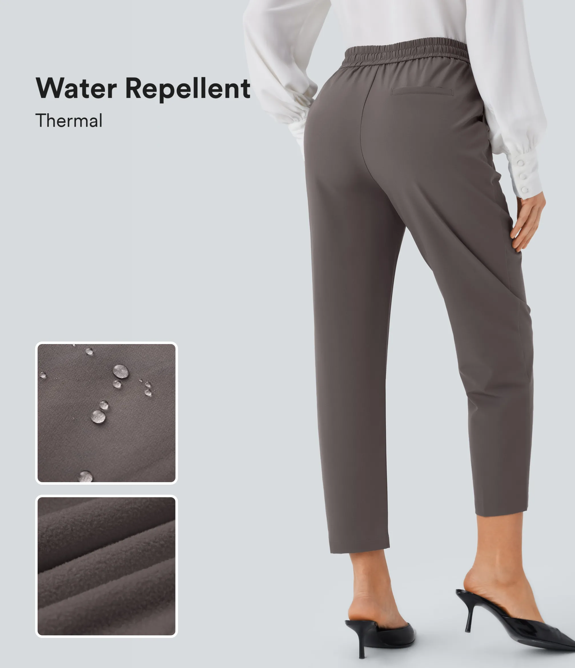 Pants|High-Waisted Pants<HALARA Water Repellent Wear-Resistant High Waisted Drawstring Pocket Thermal Work Pants