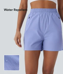 Active Shorts|Shorts<HALARA Water Repellent Wear-Resistant High Waisted Inside Drawstring Multiple Zipper Pockets Hiking Shorts