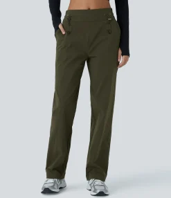 Pants|Straight-Leg Pants<HALARA Wear-Resistant Mid Rise Pocket Straight Leg Casual Pants