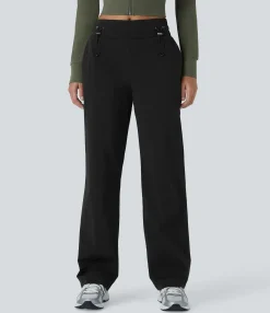 Pants|Straight-Leg Pants<HALARA Wear-Resistant Mid Rise Pocket Straight Leg Casual Pants