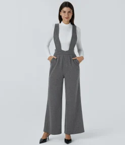 Jumpsuits<HALARA Wide Strap Decorative Pocket Herringbone Work Overalls