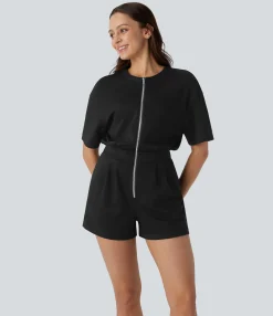 Jumpsuits<HALARA Zipper Cut Out Drawstring Pocket Yoga Jumpsuit